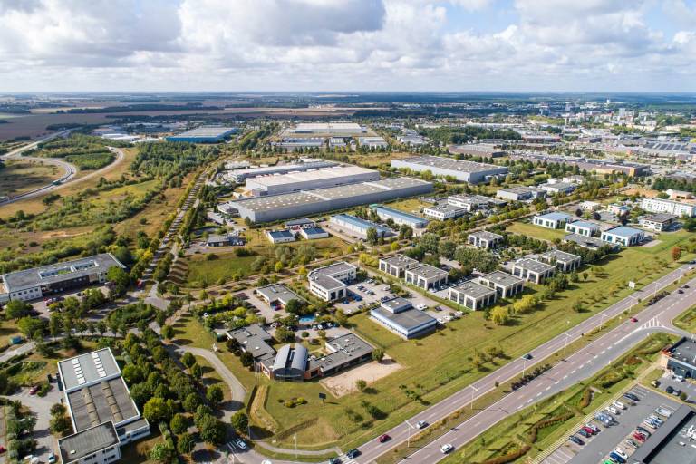 Vue aérienne ZA Long Buisson Evreux Portes de Normandie